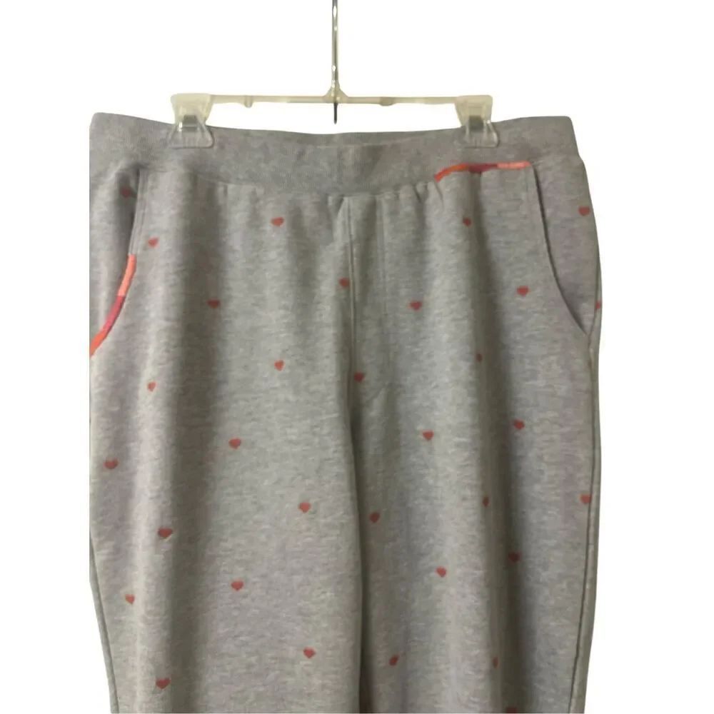 Sundance lounge pants gray with pink hearts sz Large - Picture 3 of 5